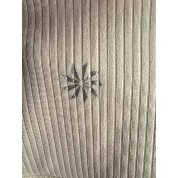 Women’s Athleta Medium oatmeal color transient tight 7/8 ribbed leggings - Picture 3 of 5